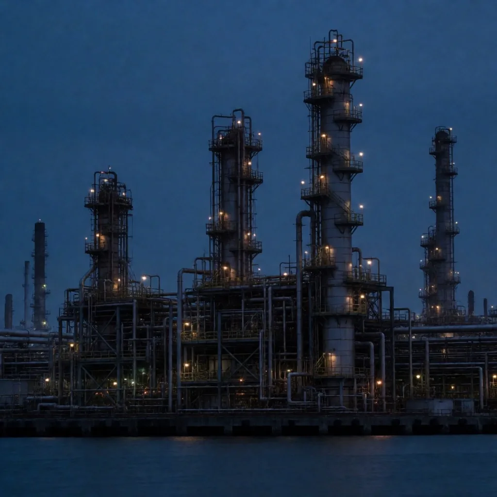 Refinería al atardecer