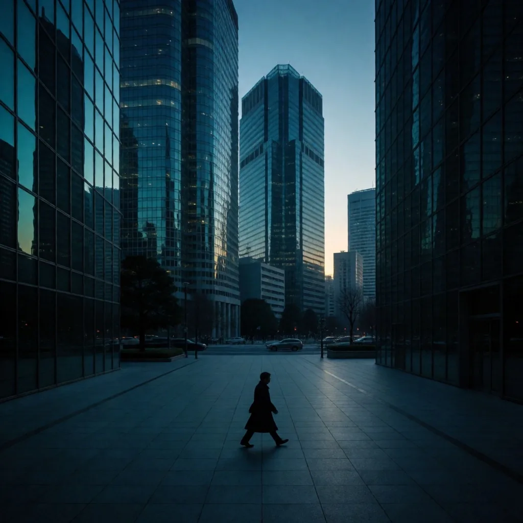 Distrito financiero de Tokio al amanecer